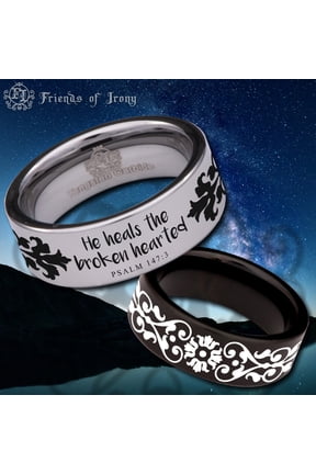 Bible Verse Psalm 147:3 Tungsten Carbide Ring