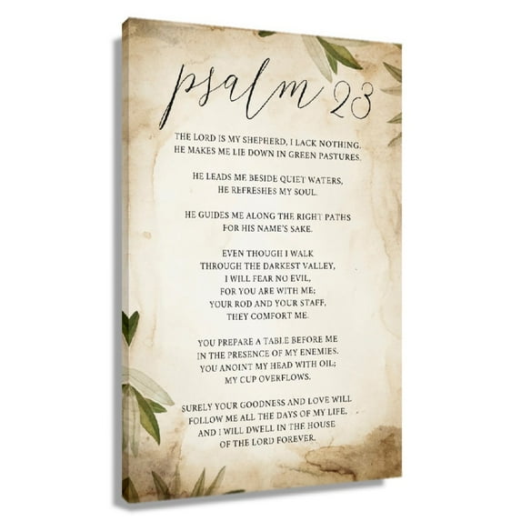 Bible Verse Psalm 23 Wall Art Print For Bedroom Decorative Canvas Artwork Paintings Modern House Decorations Unframed 24×36 in