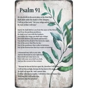 Bible Verse Psalm 91 Christian Gifts - Inspirational Wall Decor - Scripture Wall Art Wooden Hanging Sign for Modern Home Office Bathroom Bedroom Wall Art Decor 8x12 Inch