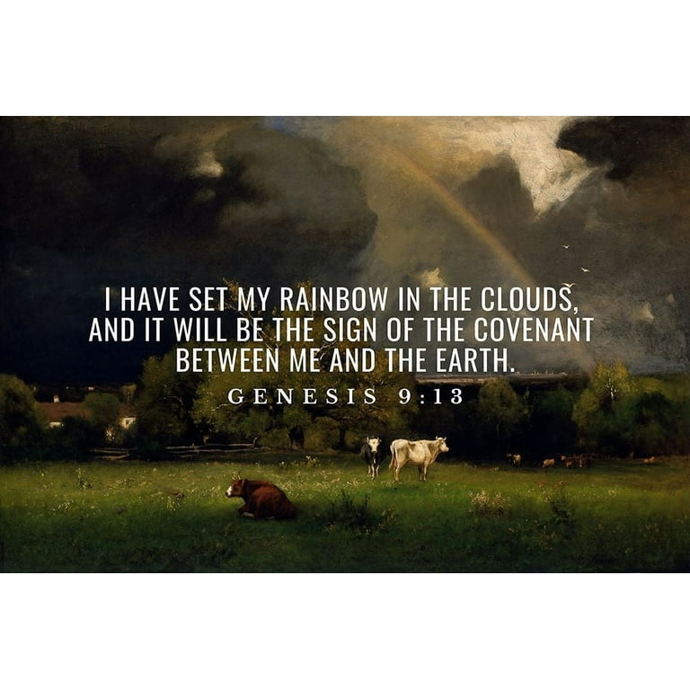 Bible Verse Quote Genesis 9:13, George Inness - The Rainbow by ArtsyQuotes  (24 x 18) 