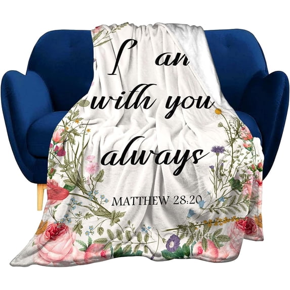 Bible Verse Scripture Blanket with Inspirational Thoughts and Prayers- Religious Christian Catholic Gifts Sunflower Rose Poetry Print Throw Blankets Gifts for Women Men 50"X40"