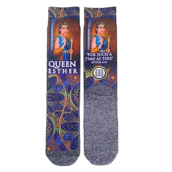 BibleSocks "Queen Esther" Christian Faith-Inspired Crew Socks for Women - Moisture-Wicking, Christmas Gift