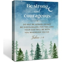 Bible Verse Be Strong And Courageous Canvas Poster Joshua 1: 9 Framed Scripture Print Painting for Christian Home Office Wall Art Decoration 11.5 x 15 inch