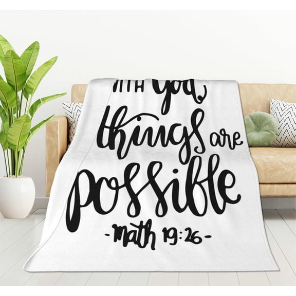 Bible Verse Throw Blanket with God All Things are Possible Quote Soft Blankets and Throws 40x50 Inch Perfect Caring Gift for Women Men