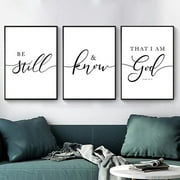 Bible Verse Wall Art Be Still And Know That I Am God Quotes Wall Decor Scripture Wall Art for Living Room Large Size Christian Wall Decor Religious Wall Decor Posters