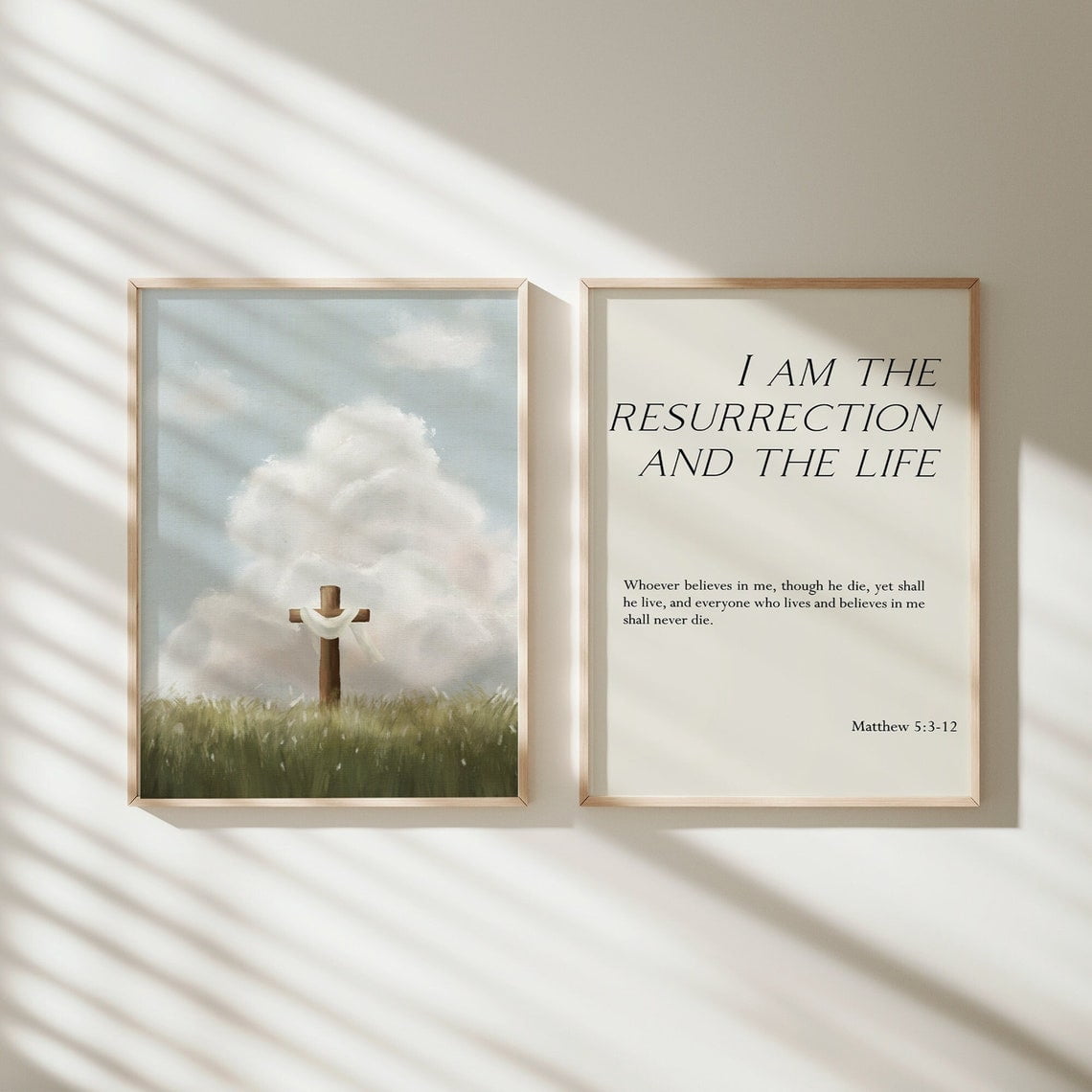 Bible Verse Wall Art Easter Christian Decor Set 2 Stretched Canvas ...