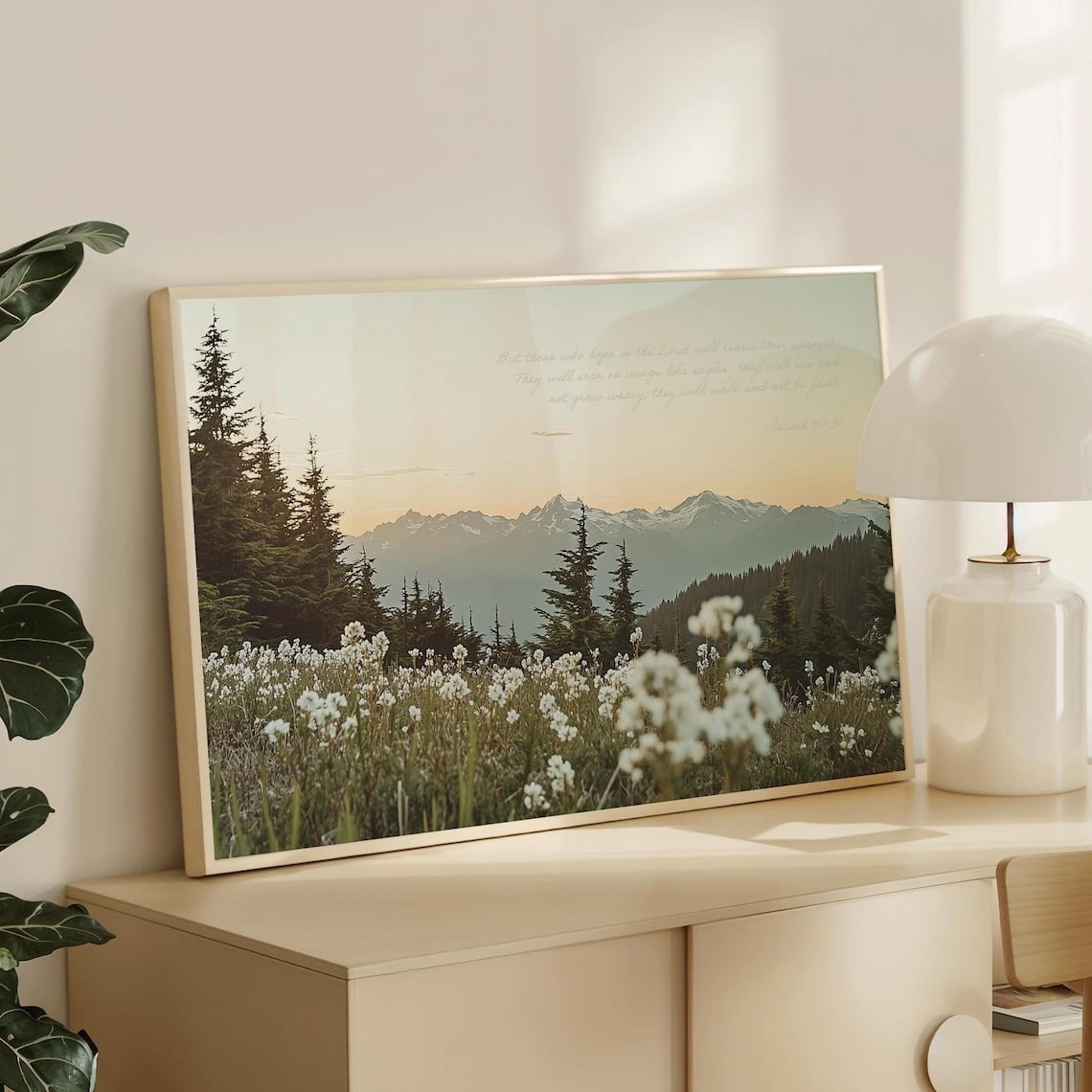 Bible Verse Wall Art Isaiah 40:31 Modern Scripture Landscape Decor ...