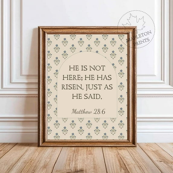 Bible Verse Wall Art, Matthew 28:6 Resurrection Scripture Print ...