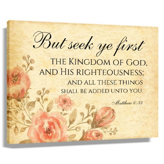 Bible Verse Wall Art Matthew 6 33 But Seek Ye First The Kingdom of God work Print Picture On Canvas Painting Unframed 12x18 in