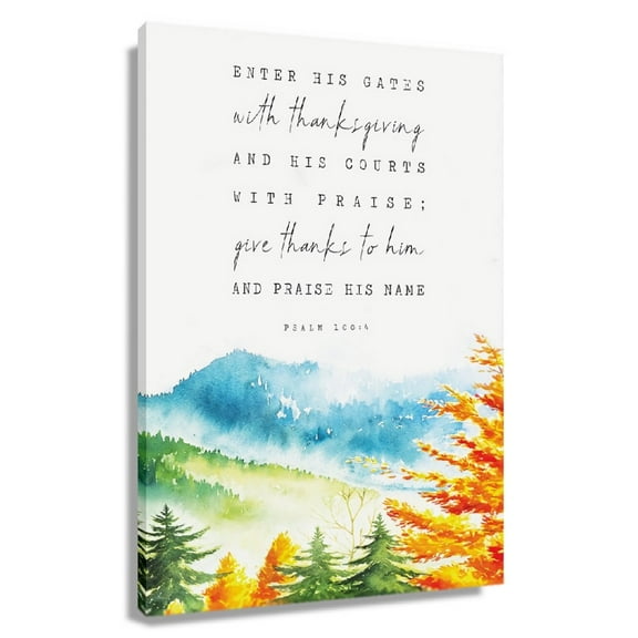 Bible Verse Wall Art Nature Landscape Posters Psalm 100 4 Decorations Modern Painting Canvas Artwork For Office Unframed 12x18 in