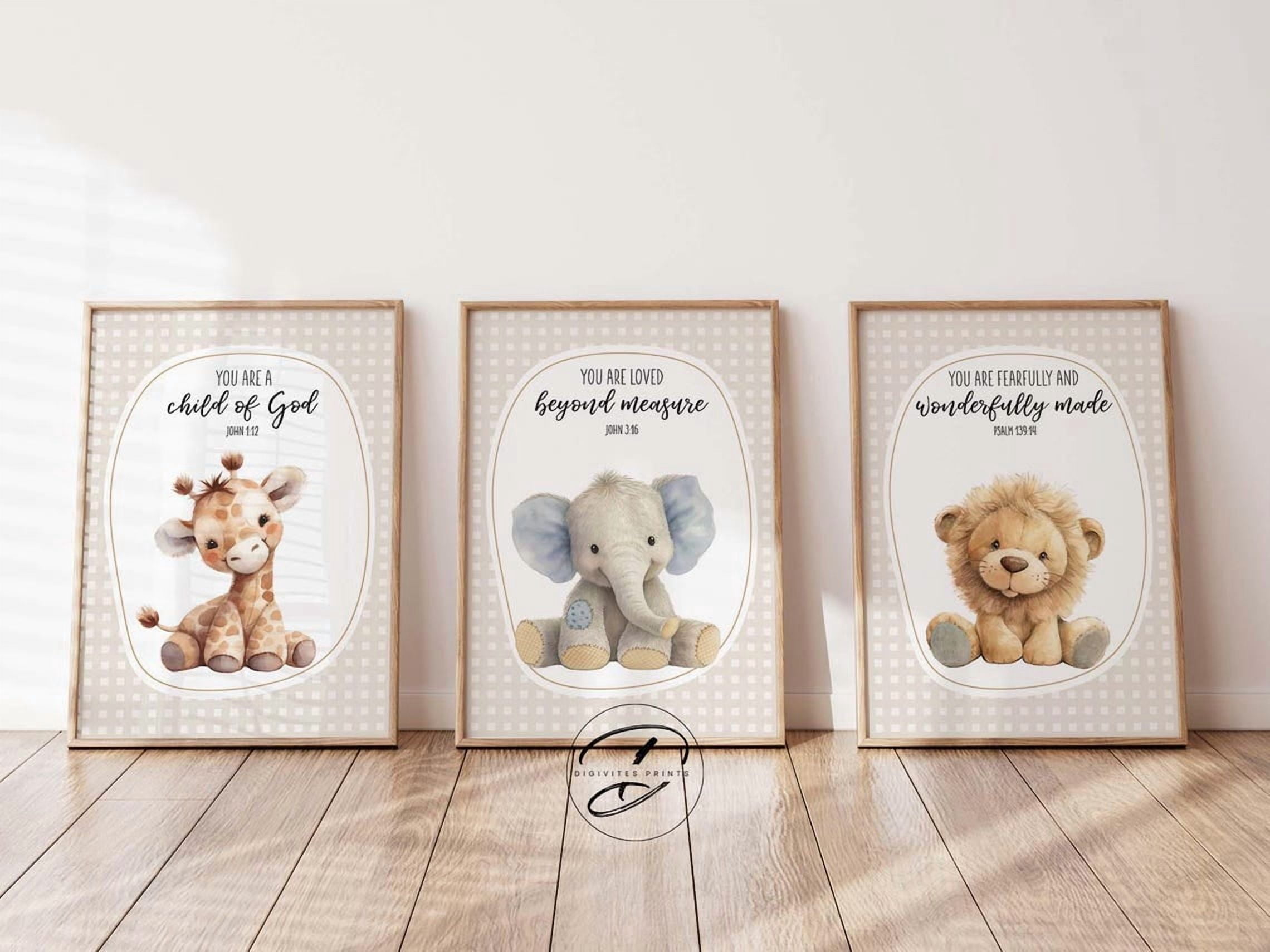 Bible Verse Wall Art Prints, Christian, Scripture, Neutral Safari