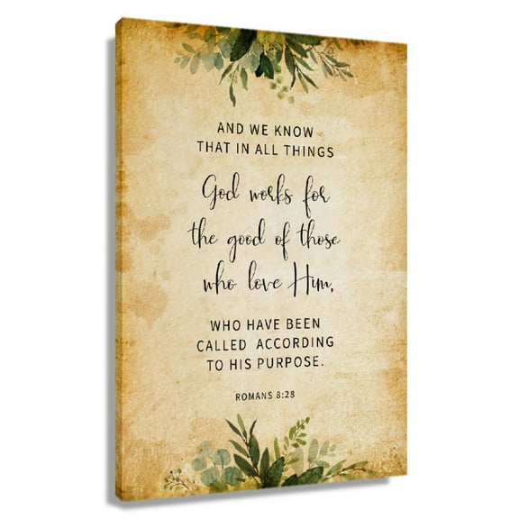 Bible Verse Wall Decor Romans 8 28 Modern Decorations Home Paintings Picture Prints Vertical Canvas For Bathroom Unframed 12x18 in