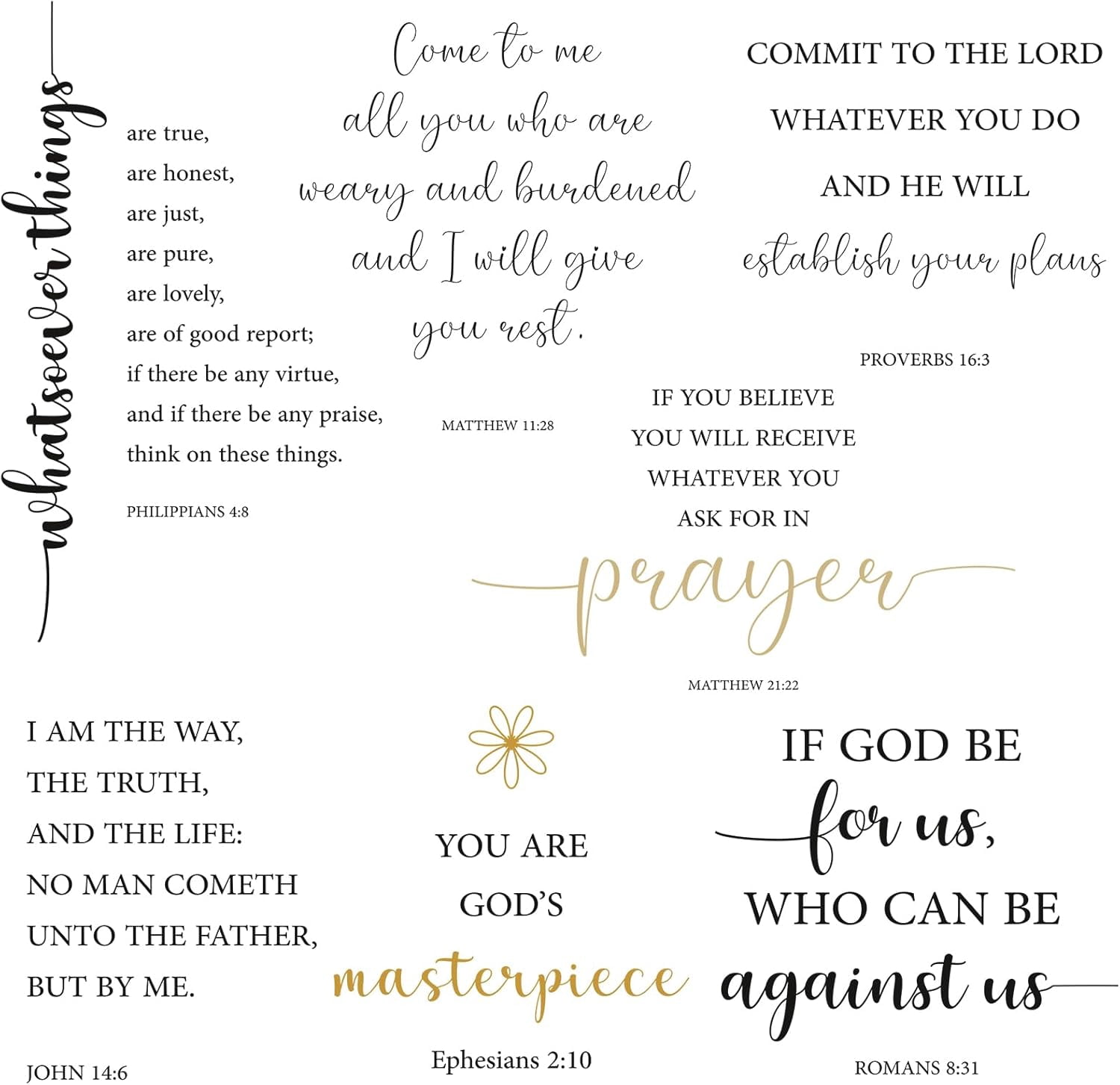 Bible Verse Wall Stickers Inspirational Quote Wall Decals Religious ...