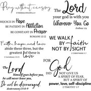 Bible Verse Wall Stickers Inspirational Quote Wall Decals Religious Motivational Scripture Sticker Peel and Stick for Bedroom Living Room Office Bathroom(We Walk by Faith, Not by Sight)