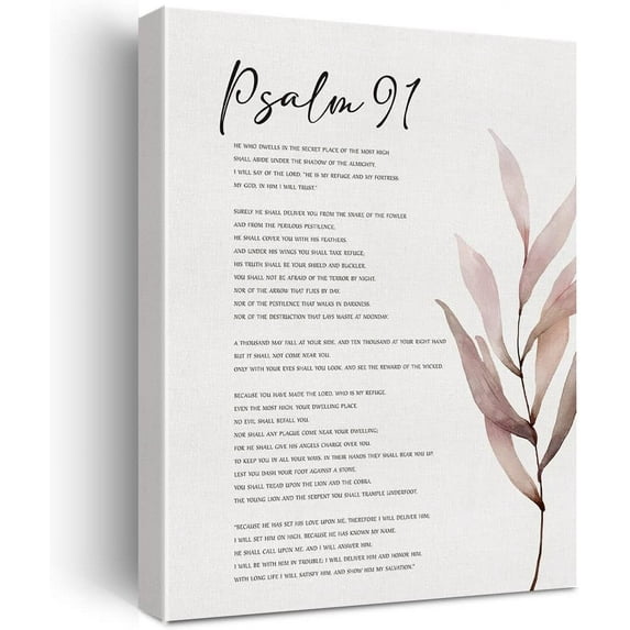 Bible Verse Watercolor Canvas Print Decor He Who Dwells in the Secret Place of the Most High Shall Psalm 91 Wall Painting Modern Home Posters Artwork Decoration 12\u201dX15\u201d(Framed)