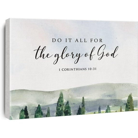 Bible Verse Watercolor Canvas Print Decor Do It All for the Glory of God 1 Corinthians 10 : 31 Wall Painting Posters Artwork 12\u201dX15\u201d Modern Home Office Decoration (Framed)\u2026