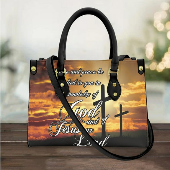Bible Verses Christian Design Women Messenger Bag Top Handle Leather Small Tote Religious Pattern Shoulder Bag Best Gift