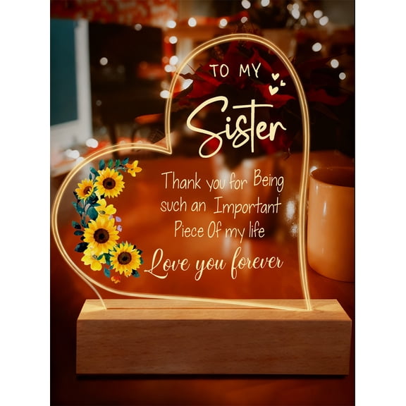 Bible Verses Decor Christian Gift for Woman Cna Week Gift Inspirational Quotes Prayer Room Decor Happy Moment Praise God Acrylic Heart Shape Night Light with Wood Base - USB Night Lamp