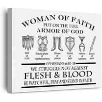Bible Verses Ephesians 6:10 Christian Wall Art Decor Framed Canvas Poster 15 x 11.5 inch - Woman Of Faith Scripture Wall Art Print Painting for Christian Home Office Decoration