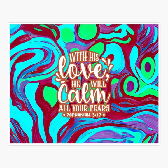 Bible Verses For Healing Zephaniah 317 Preppy Floral Turquoise Margenta Sticker