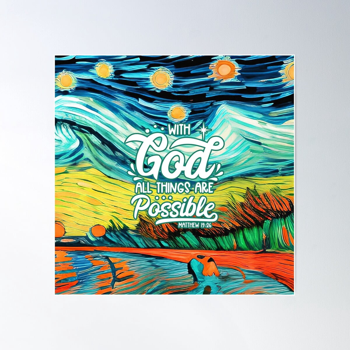 Bible Verses For Healing - Matthew 19:26 - Square - Colorful Abstract ...