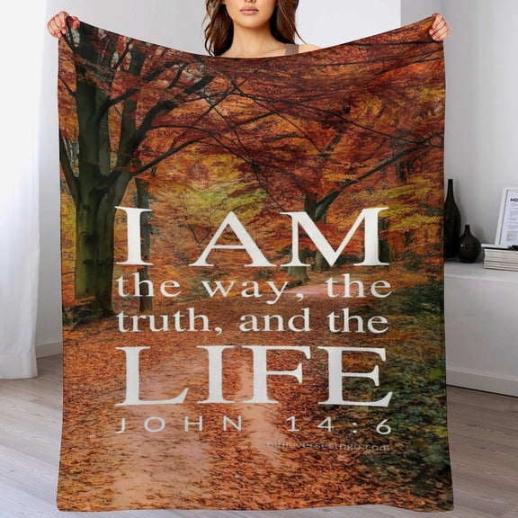 Bible Verses John 14 6 Throw Blanket Inspirational Prayers Quotes Flannel Blanket Soft Sofa Decor Blanket Gifts for Women Men 60"x80"