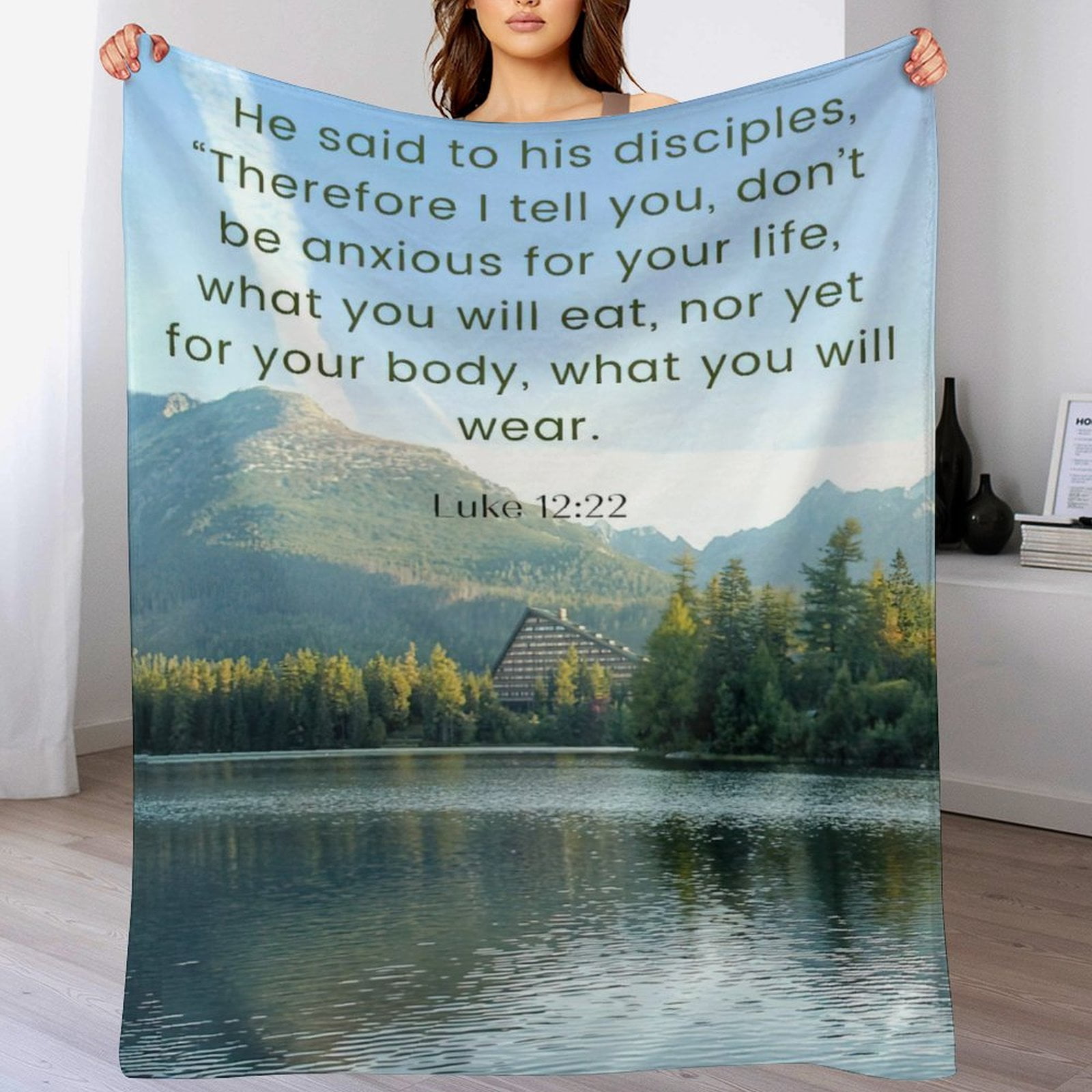 Bible Verses Luke 12 22 Throw Blanket Inspirational Prayers Quotes ...