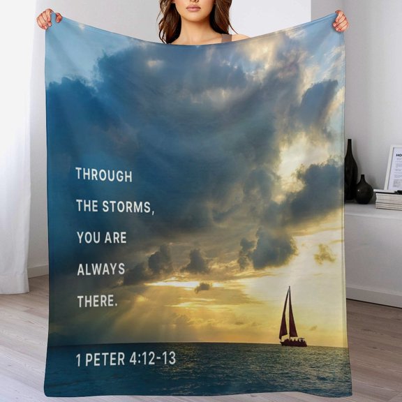 Bible Verses Peter 4 12-13 Throw Blanket Inspirational Prayers Quotes Flannel Blanket Soft Sofa Decor Blanket Gifts for Women Men 50"x60"