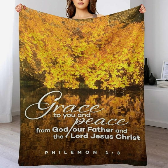 Bible Verses Philemon 1 3 Throw Blanket Inspirational Prayers Quotes Flannel Blanket Soft Sofa Decor Blanket Gifts for Women Men 40"x50"