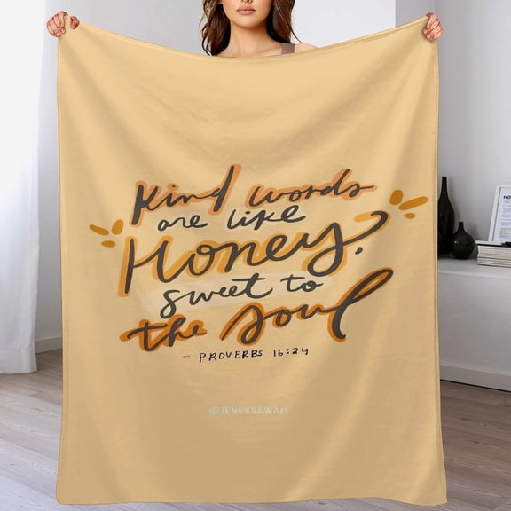 Bible Verses Proverbs 16 24 Throw Blanket Inspirational Prayers Quotes Flannel Blanket Soft Sofa Decor Blanket Gifts for Women Men 60"x80"
