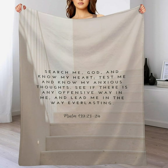Bible Verses Psalm 139 23-24 Throw Blanket Inspirational Prayers Quotes Flannel Blanket Soft Sofa Decor Blanket Gifts for Women Men 40"x50"