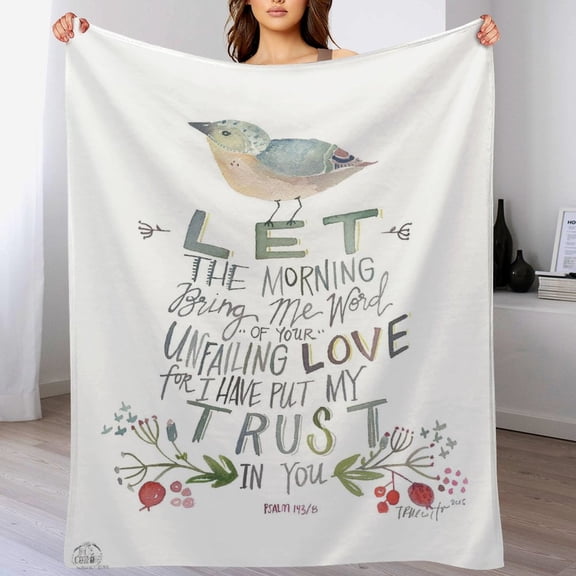 Bible Verses Psalm 143 8 (2) Throw Blanket Inspirational Prayers Quotes Flannel Blanket Soft Sofa Decor Blanket Gifts for Women Men 40"x50"