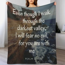 Bible Verses Psalm 23 4 Throw Blanket Inspirational Prayers Quotes Flannel Blanket Soft Sofa Decor Blanket Gifts for Women Men 50"x60"