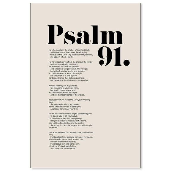 Bible Verses Psalm 91 Wall Art Christian Positive Quote Scripture Posters Modern Inspirational Affirmation Canvas Prints for Church Wall Decor