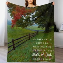 Bible Verses Romans 10 17 Throw Blanket Inspirational Prayers Quotes Flannel Blanket Soft Sofa Decor Blanket Gifts for Women Men 50"x60"