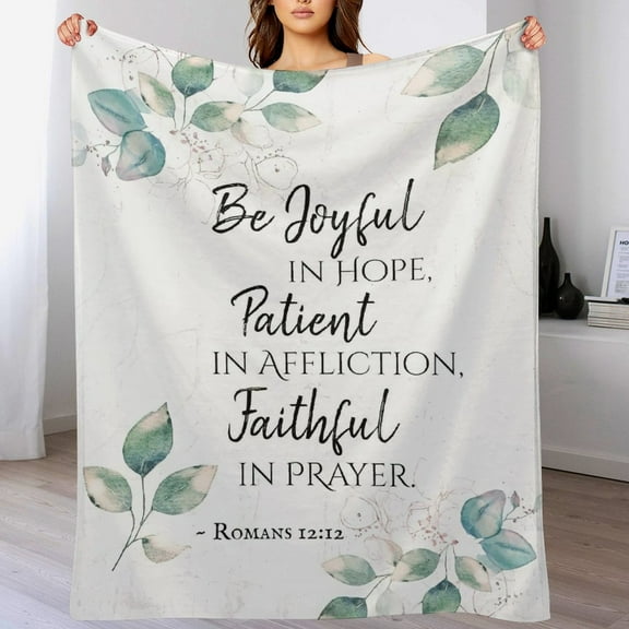 Bible Verses Romans 12 12 Throw Blanket Inspirational Prayers Quotes Flannel Blanket Soft Sofa Decor Blanket Gifts for Women Men 40"x50"