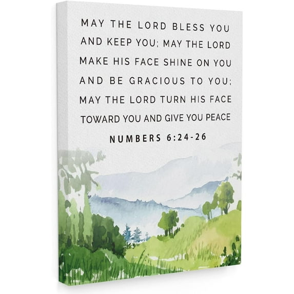 Bible Verses Wall Art, May The Lord Bless You And Keep You Wall Decor, Watercolor Forest Prayer Wall Decor, Inspirational Framed Canvas Wall Art For Home, Christian Gifts for Woman Man