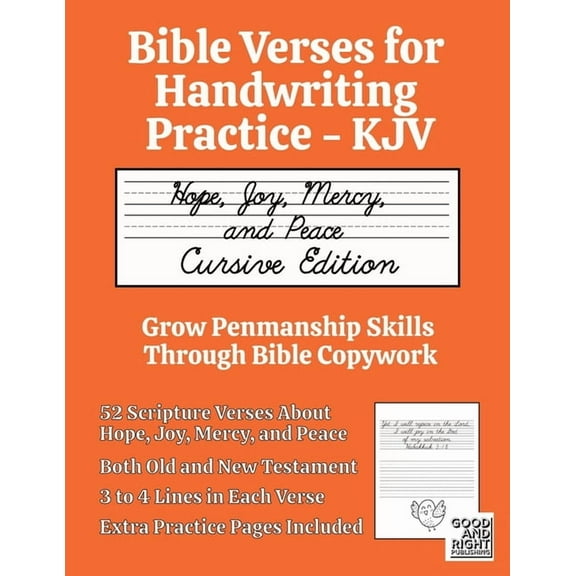 Bible Verses for Handwriting Practice -  Bible Verses for Handwriting Practice - KJV: Hope, Joy, Mercy, and Peace Cursive Edition, (Paperback)