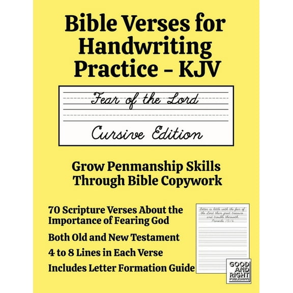 Bible Verses for Handwriting Practice - KJV: Fear of the Lord Cursive Edition, (Paperback)