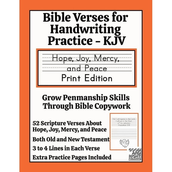 Bible Verses for Handwriting Practice - KJV: Hope, Joy, Mercy and Peace Print Edition, (Paperback)