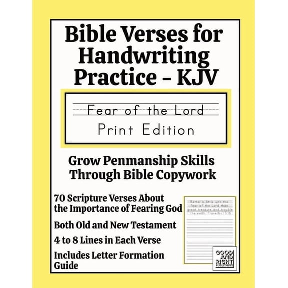 Bible Verses for Handwriting Practice - KJV: Fear of the Lord Print Edition, (Paperback)