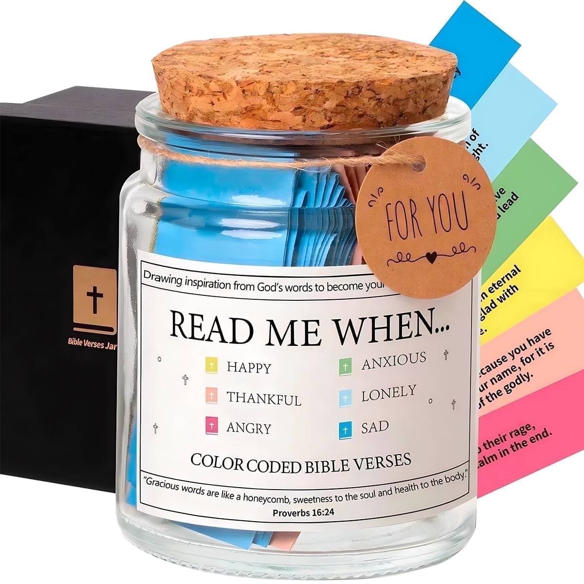 Kabuer Prayer Jar with Box, Glass Bible Verses Jar, 90 Inspirational ...