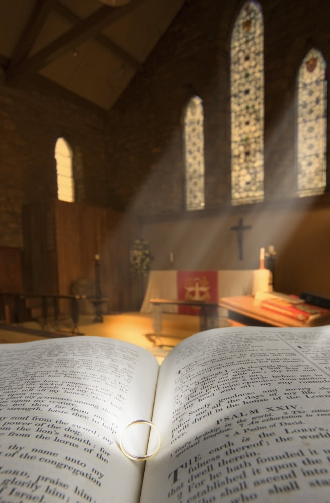 Bible With A Ring In Church Sanctuary Canvas Art - John Short Design Pics (12 x 19)