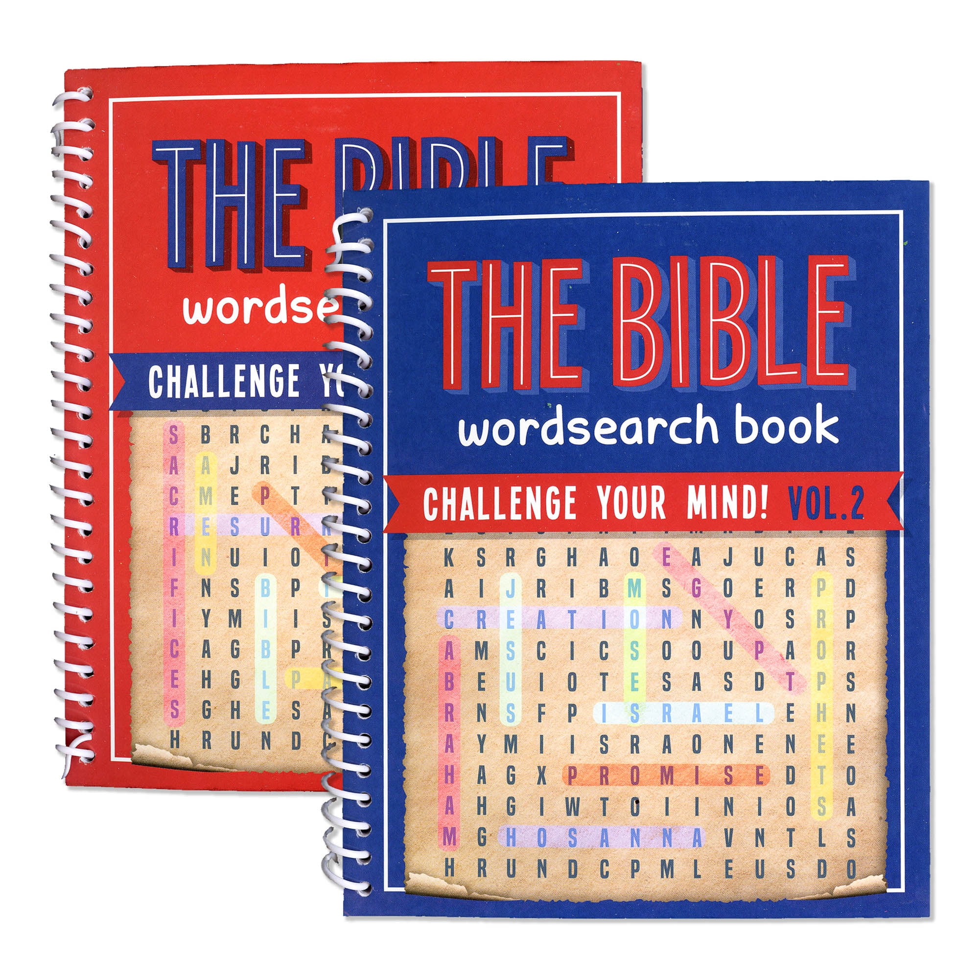 Bible Word Search Puzzle Book - 8" x 6.5" 2 Titles, Spiral Find Words Books for Adults Teens, 48-Pack