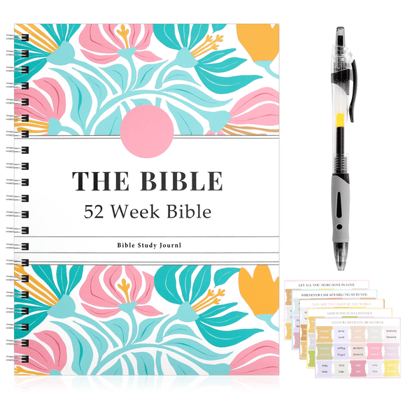 Bible-in-a-Year Study Plan | 52-Week Study Through God's Word | Daily Bible Study Workbook, NIV Study Journal with Reflective Questions