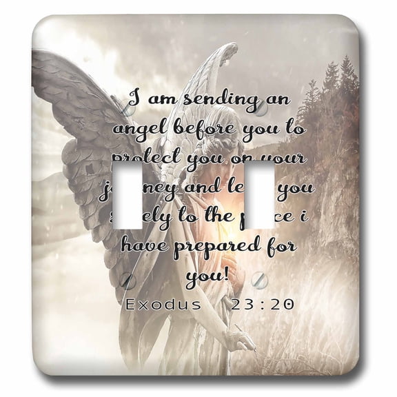 3dRose, Bible quote from Exodus 23 on angel background, double toggle switch