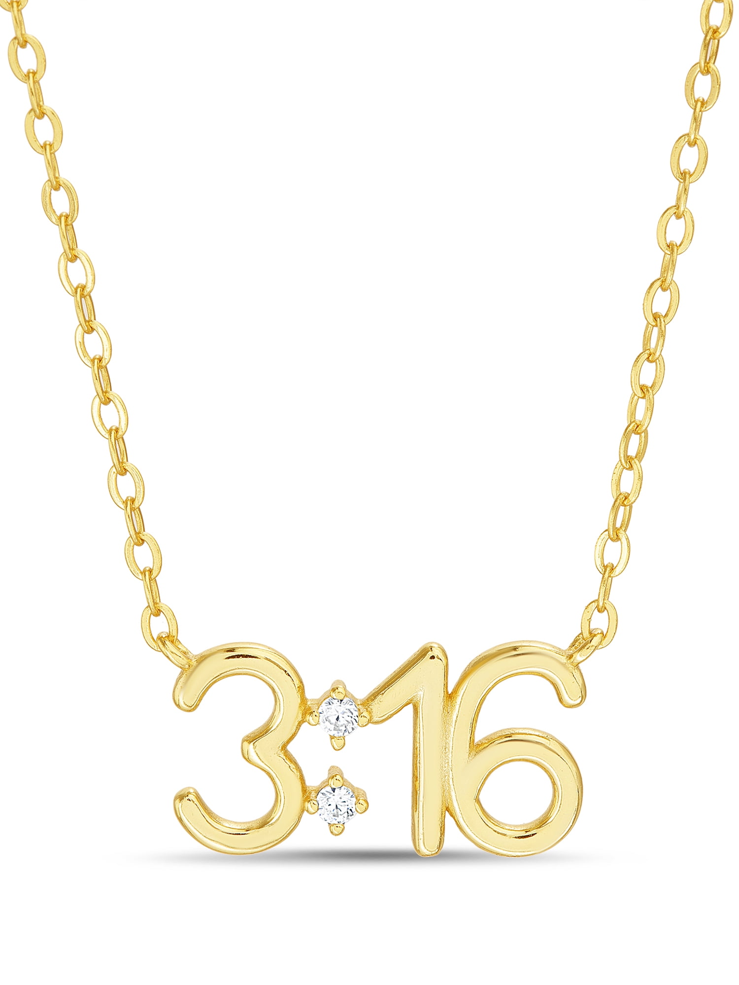 Brilliance Fine Jewelry Sterling Silver 14K Gold Plated Bible Verse John 3 16 Woman 16 2 inch Necklace Women s