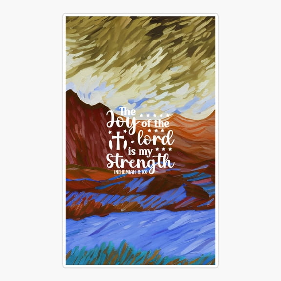 Bible verses about strength Nehemiah 810 with Ochre Preppy Mountain Aesthetic Art Sticker