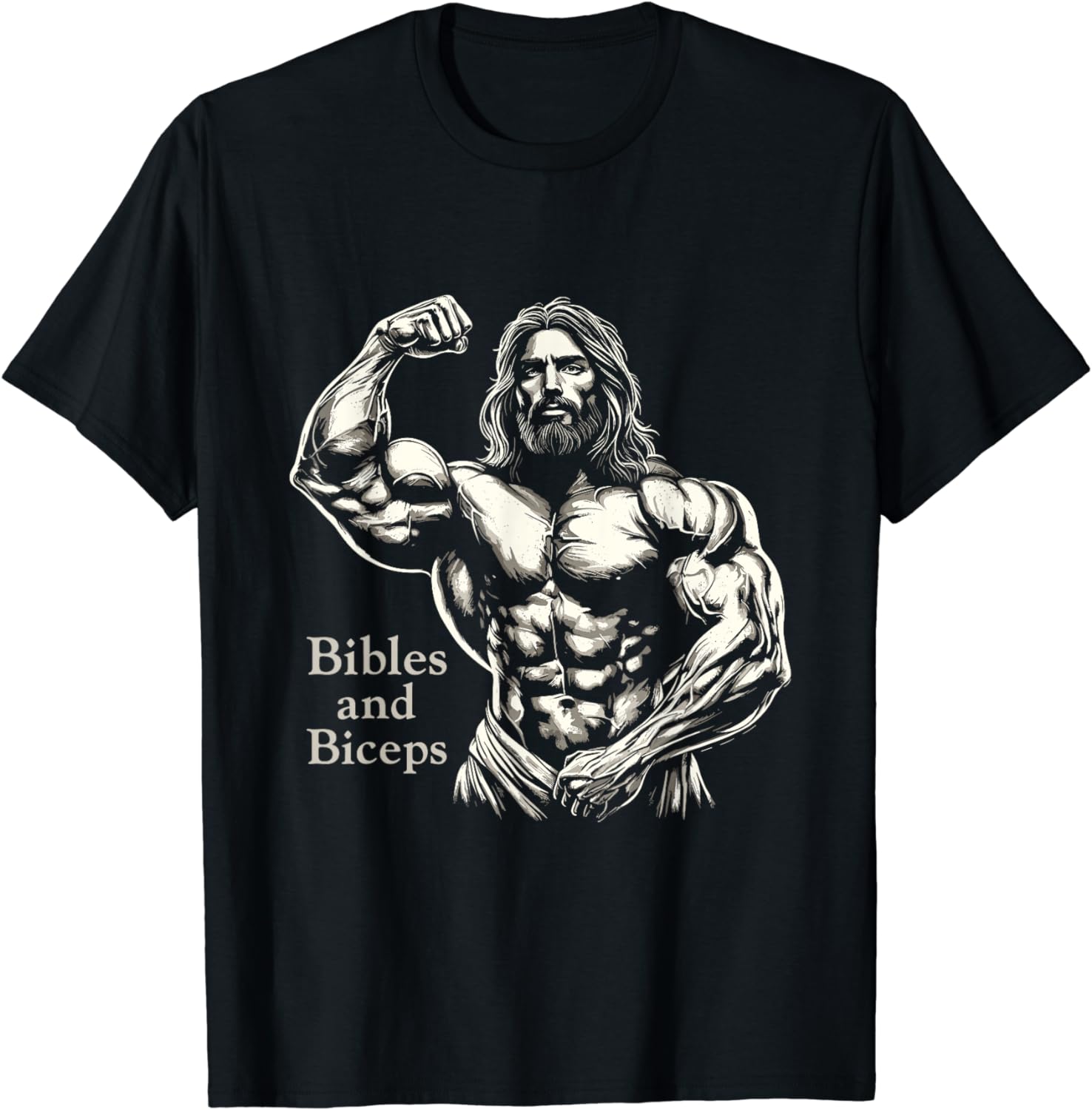 Bibles And Biceps Funny Bodybuilding Jesus Gym Workout TShirt