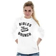 thumbnail image 1 of Bibles Then Brunch Funny Religious Women Plus Size Long Sleeve Graphic Tee Brisco Brands 2X, 1 of 5